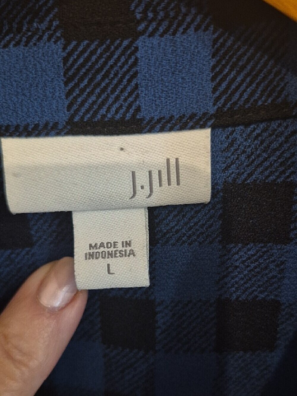 J. Jill Blue and Black Buffalo Plaid Long Tunic Shirt - Picture 2 of 8